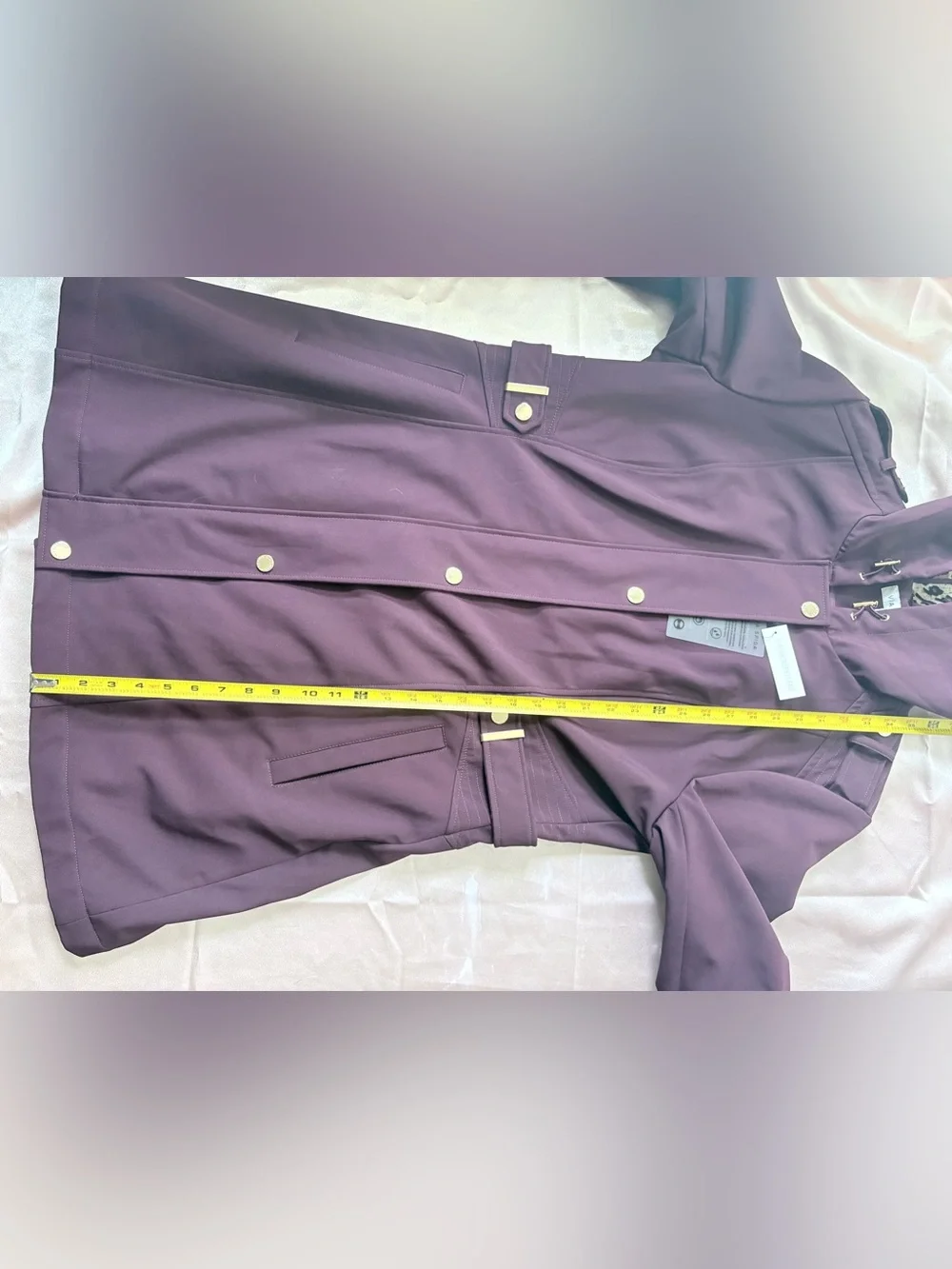 NWT Via Spiga Wine Hooded Softshell Rain Jacket Leopard Lining XL
